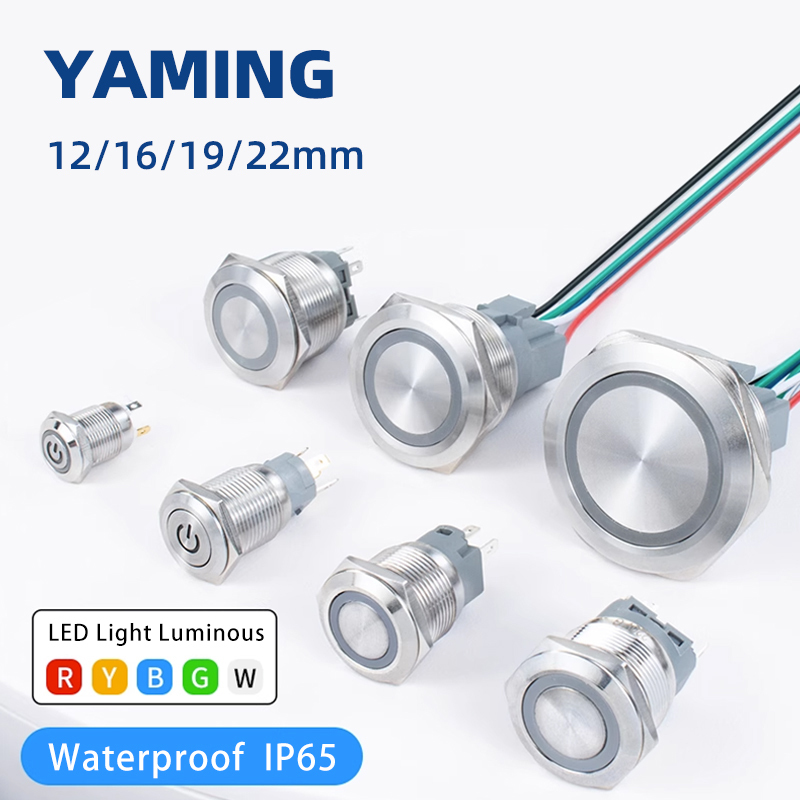 Push Button Tactile - 12/16/19/22mm Metal basmalı anahtar düz yuvarlak