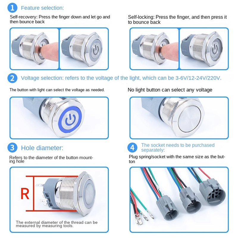 12/16/19/22mm Metal basmalı an - Push Button Tactile incelemesi ve fiyatı